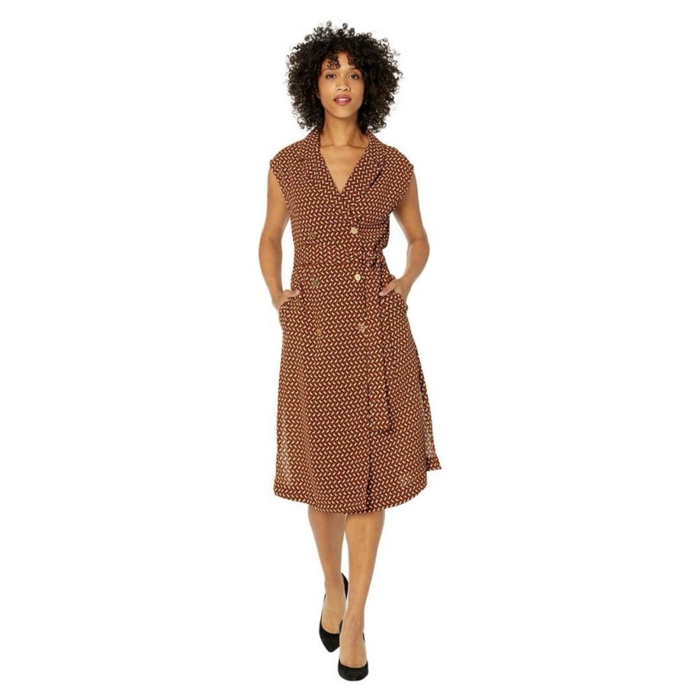 Michael Kors Brown Printed Midi Dress - Picture 2 of 10